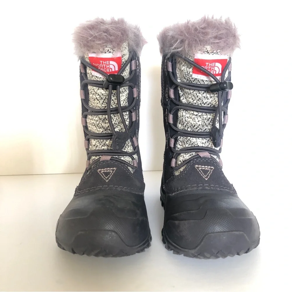 The North Face Shellista Lace Novelty II Gray Purple Faux Fur Girl Snow Boots